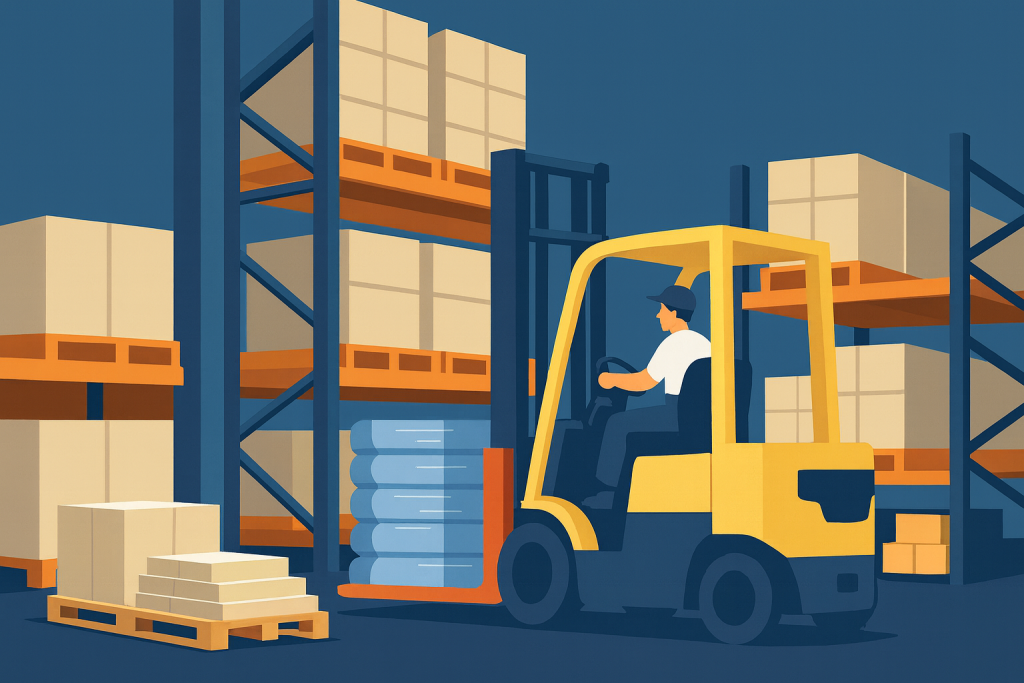 fork truck obstacle avoidance with an ultrasonic sensor illustration