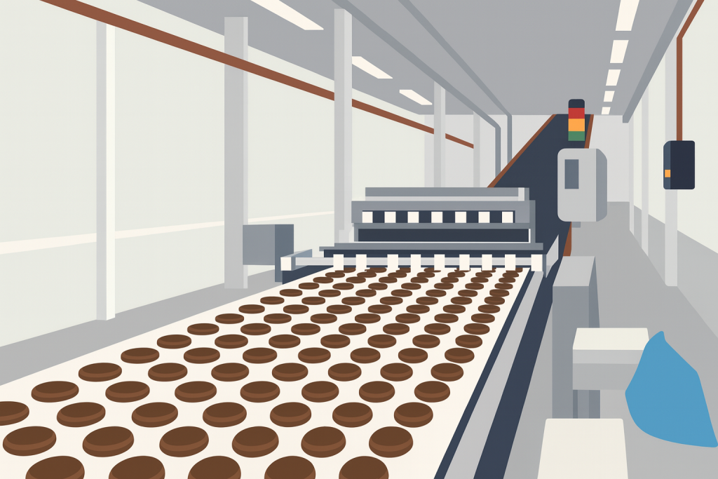 food production line automation sensors flat graphic
