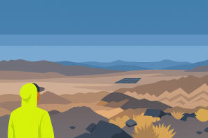 Miner viewing landscape illustration