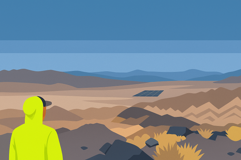 Miner viewing landscape illustration