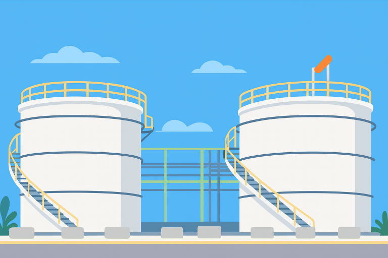 Fixed Roof tank with ultrasonic sensor illustration