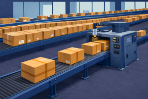 conveyor belt alignment with ultrasonic sensor