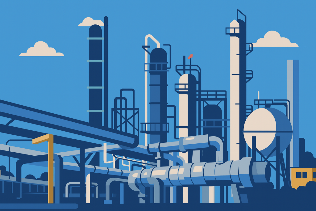 chemical plant using ultrasonic sensors for hazardous tank level measurement