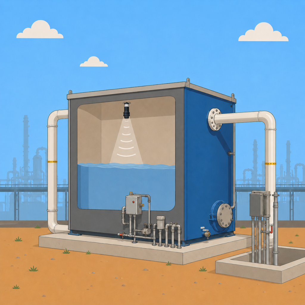 day tank monitoring with ultrasonic sensor