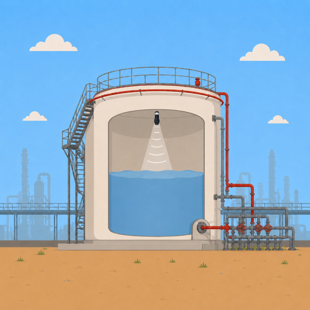 flat tank liquid level monitoring with ultrasonic sensors