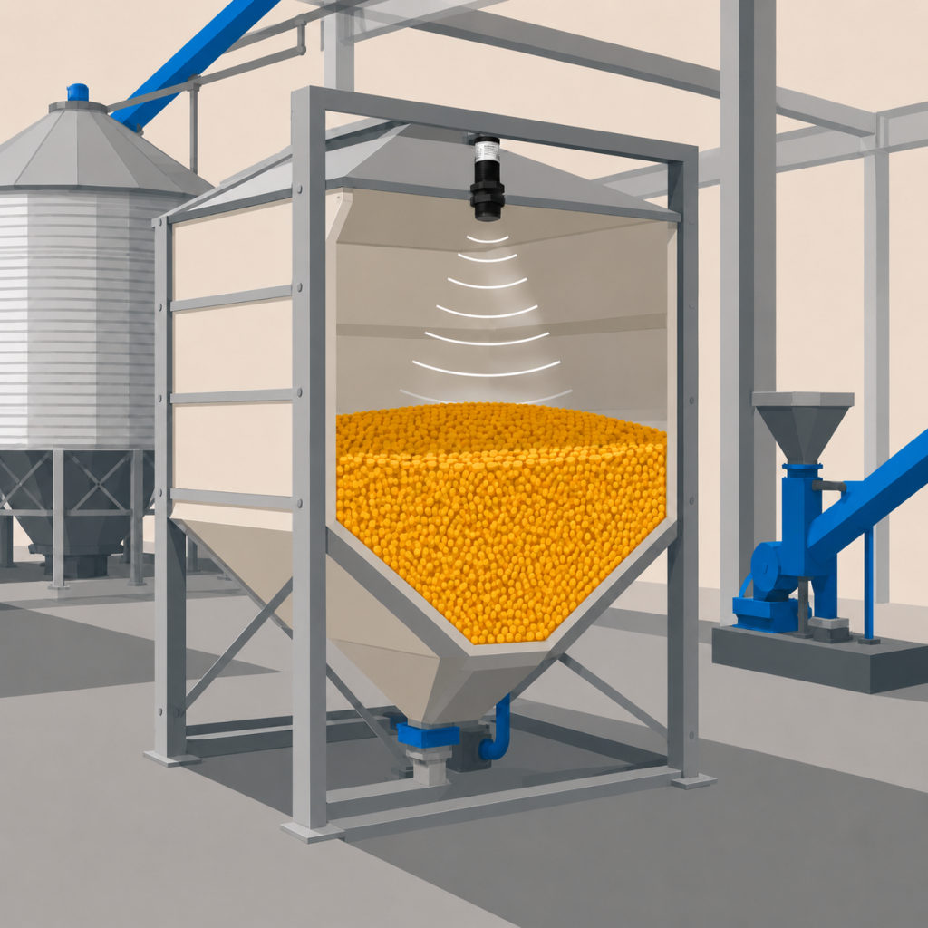 ultrasonic sensor is being used for hopper level detection