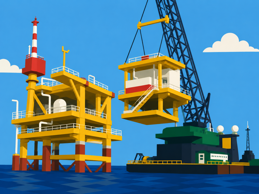an offshore oil rig using an ultrasonic sensor for crane yoke detection