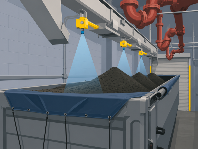 ultrasonic sensor monitoring a sludge container